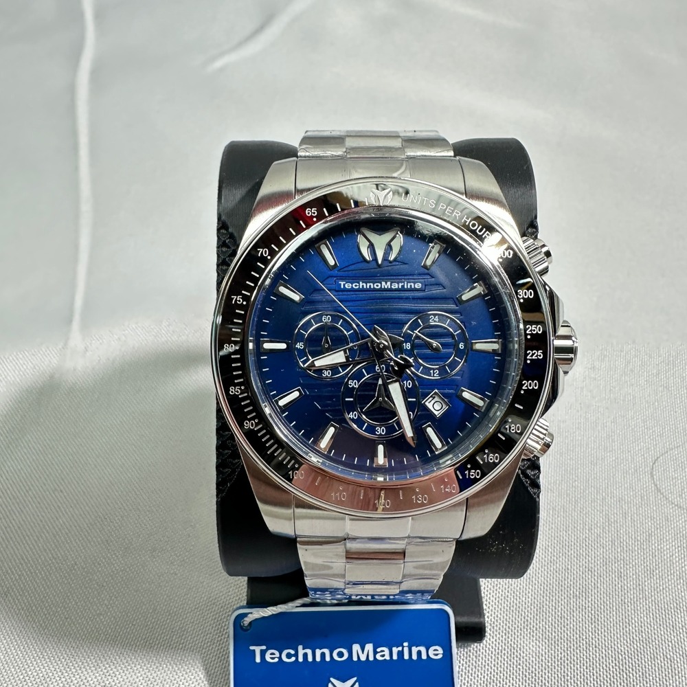 NWT TechnoMarine Manta Ray‎ Watch Men's Blue Chronograph TM-220123 Sport Luxury